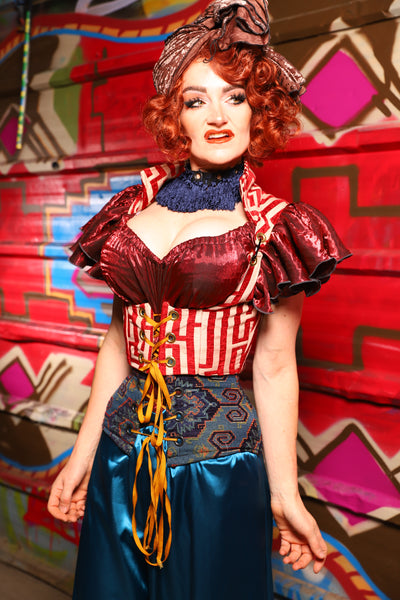 09. Cropped Vixen w/collar in Red Maze - The Magic Carpet Ride Collection