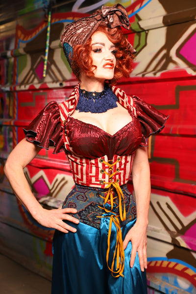 09. Cropped Vixen w/collar in Red Maze - The Magic Carpet Ride Collection