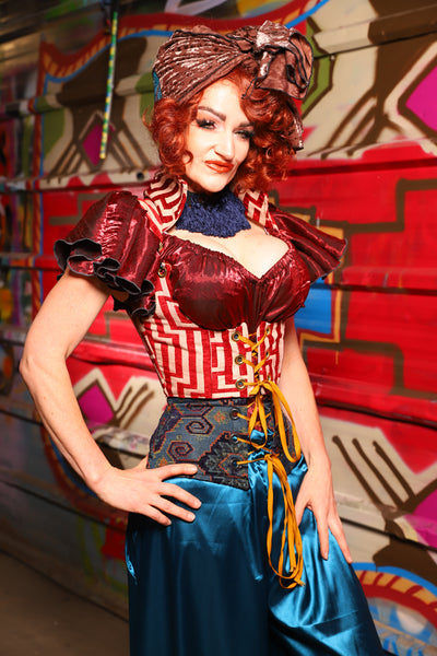 09. Cropped Vixen w/collar in Red Maze - The Magic Carpet Ride Collection