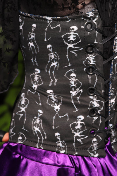 *2 Variants! FULL & Petite Wench* in Black Damask Jacquard w/front panels in Spooky Scary Skeletons - Spooky Saturday Part 8
