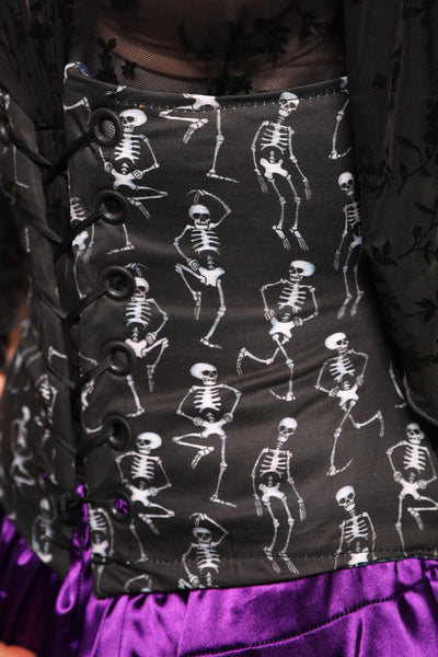 *2 Variants! FULL & Petite Wench* in Black Damask Jacquard w/front panels in Spooky Scary Skeletons - Spooky Saturday Part 8