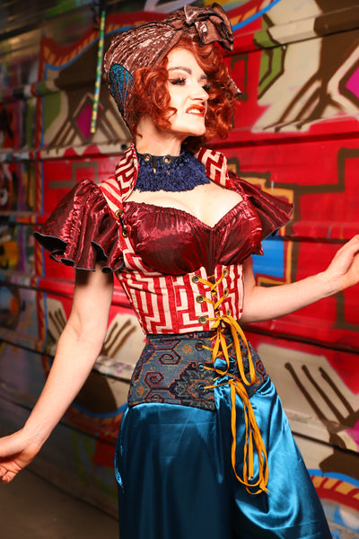 09. Cropped Vixen w/collar in Red Maze - The Magic Carpet Ride Collection