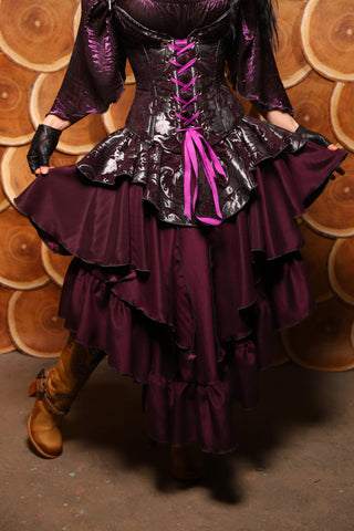 12. Detachable Deluxe Tie on Ruffle in Plum and Silver Medallion - The Darling Starling Collection