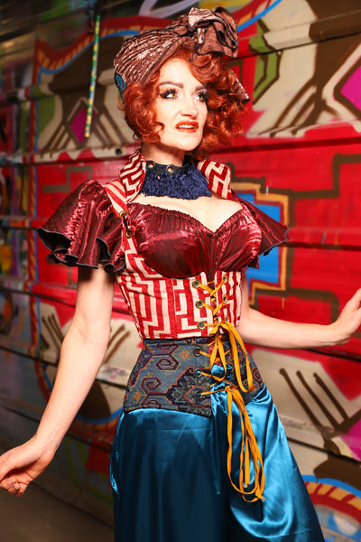 09. Cropped Vixen w/collar in Red Maze - The Magic Carpet Ride Collection