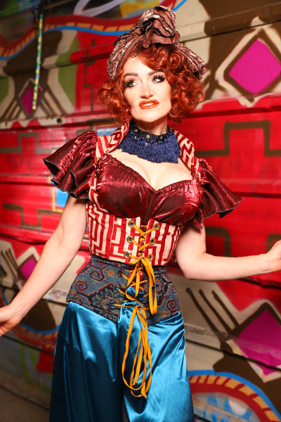 09. Cropped Vixen w/collar in Red Maze - The Magic Carpet Ride Collection