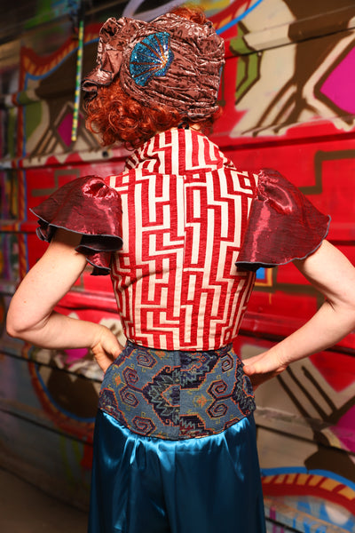 09. Cropped Vixen w/collar in Red Maze - The Magic Carpet Ride Collection