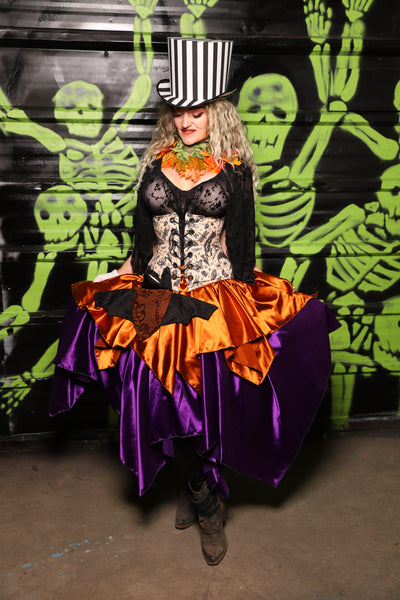 Mini Fairy Skirt in Bonfire Stretch Satin - Spooky Saturday Part 8