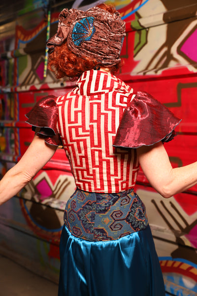 09. Cropped Vixen w/collar in Red Maze - The Magic Carpet Ride Collection