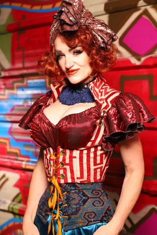 09. Cropped Vixen w/collar in Red Maze - The Magic Carpet Ride Collection