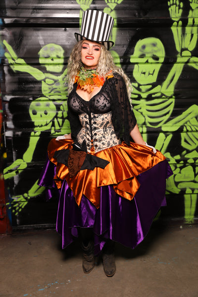 Mini Fairy Skirt in Bonfire Stretch Satin - Spooky Saturday Part 8