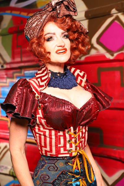 09. Cropped Vixen w/collar in Red Maze - The Magic Carpet Ride Collection