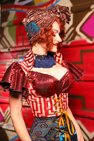 09. Cropped Vixen w/collar in Red Maze - The Magic Carpet Ride Collection