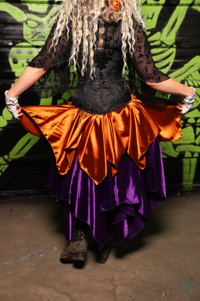 Mini Fairy Skirt in Bonfire Stretch Satin - Spooky Saturday Part 8