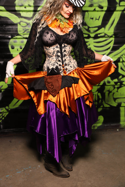 Mini Fairy Skirt in Bonfire Stretch Satin - Spooky Saturday Part 8