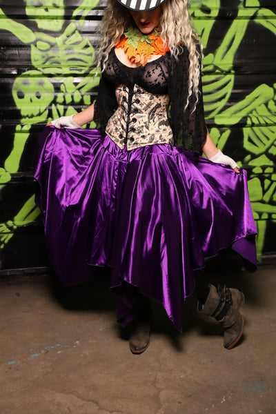 Fairy Skirt in Grape Stretch Satin - Spooky Saturday Part 8