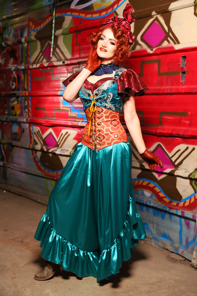 15. Flutterfall Trousers in Lagoon Shiny Satin - The Magic Carpet Ride Collection