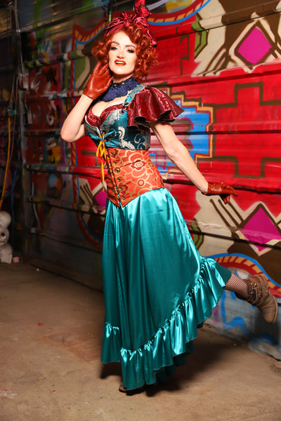 15. Flutterfall Trousers in Lagoon Shiny Satin - The Magic Carpet Ride Collection