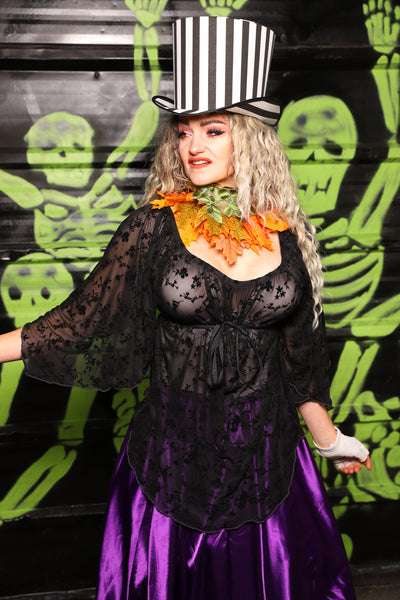 Classic Blouse in Black Stretch Burnout Mesh - Spooky Saturday Part 8