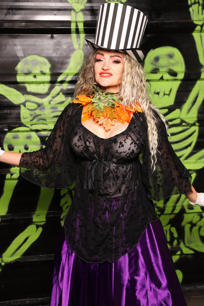 Classic Blouse in Black Stretch Burnout Mesh - Spooky Saturday Part 8