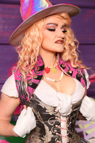 Sgt Pepper Vest in Pink & Silver Medallion - The Dragon Fruit Diva Collection