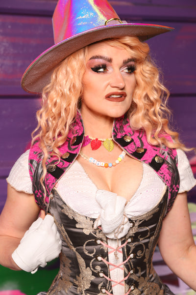 Sgt Pepper Vest in Pink & Silver Medallion - The Dragon Fruit Diva Collection