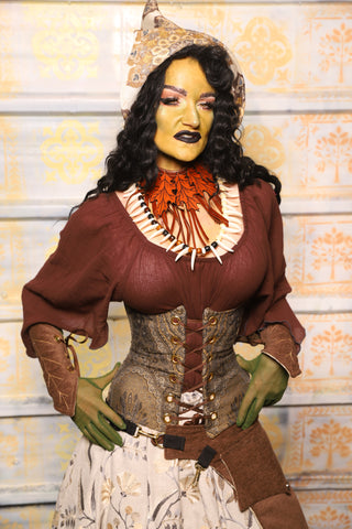 Petite Wench Corset in Elder Gold Paisley - "The Onions & Ogres Collection"