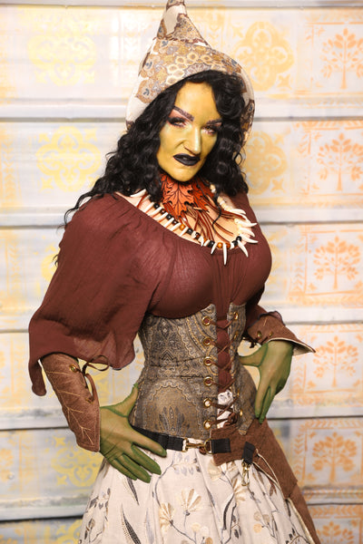 Petite Wench Corset in Elder Gold Paisley - "The Onions & Ogres Collection"