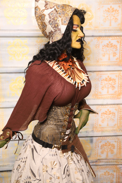 Petite Wench Corset in Elder Gold Paisley - "The Onions & Ogres Collection"