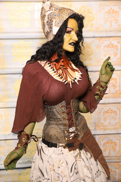 Petite Wench Corset in Elder Gold Paisley - "The Onions & Ogres Collection"
