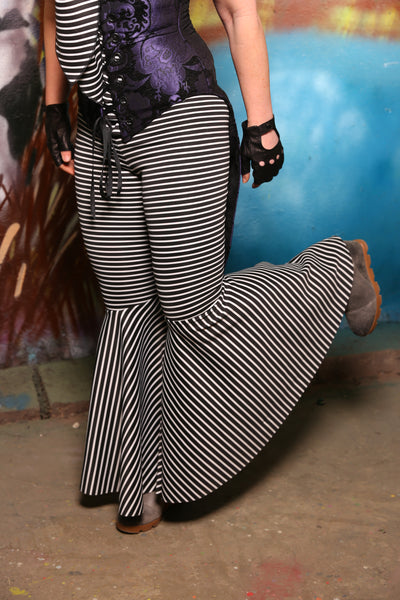 Bell Bottoms in Thin Black & White Stripe Spandex #10 - The Bells & Whistles Collection