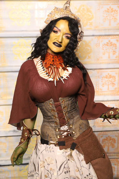 Petite Wench Corset in Elder Gold Paisley - "The Onions & Ogres Collection"