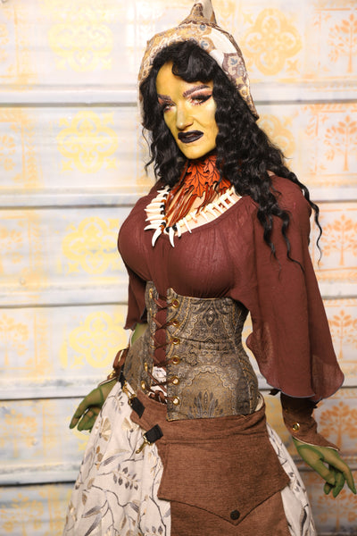 Petite Wench Corset in Elder Gold Paisley - "The Onions & Ogres Collection"