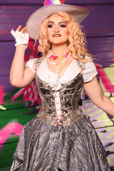 Maiden Bodice Corset in Gravestone Damask - The Dragon Fruit Diva Collection