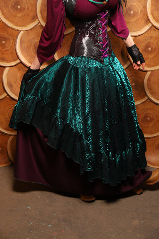 06. Crescent Skirt w/ruffle in Emerald Crushed Shimmer - The Darling Starling Collection