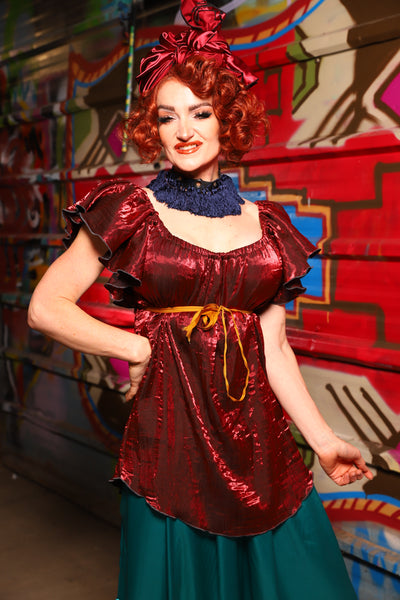 01. Breeze Blouse in Crushed Iridescent Rubies - The Magic Carpet Ride Collection