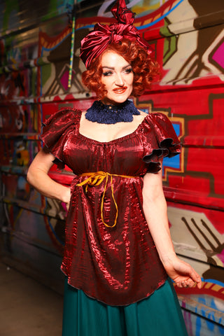 01. Breeze Blouse in Crushed Iridescent Rubies - The Magic Carpet Ride Collection