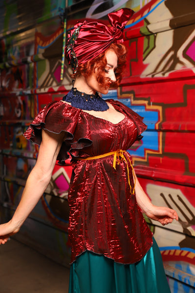 01. Breeze Blouse in Crushed Iridescent Rubies - The Magic Carpet Ride Collection