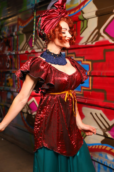 01. Breeze Blouse in Crushed Iridescent Rubies - The Magic Carpet Ride Collection