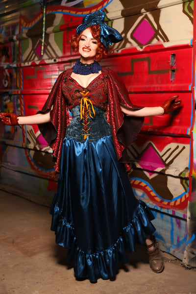 13. Flutterfall Trousers in Dark Teal Shiny Satin - The Magic Carpet Ride Collection