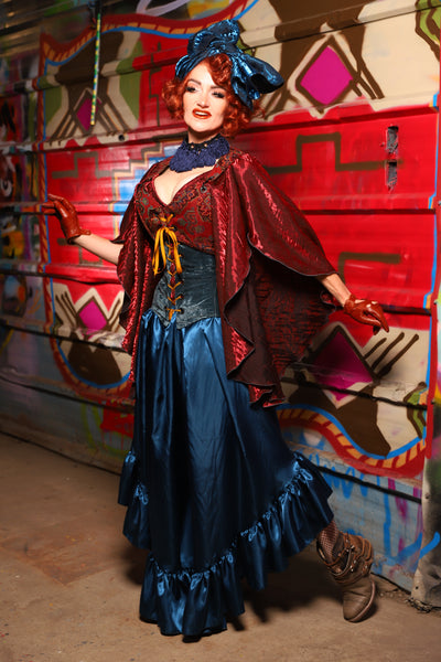 13. Flutterfall Trousers in Dark Teal Shiny Satin - The Magic Carpet Ride Collection