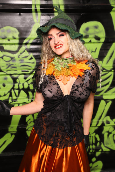 Knotty Blouse in Black Stretch Burnout Mesh - Spooky Saturday Part 8