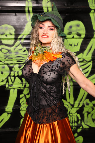 Knotty Blouse in Black Stretch Burnout Mesh - Spooky Saturday Part 8