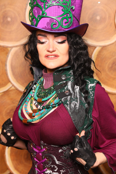 25. Sgt Pepper Vest in Emerald and Silver Medallion - The Darling Starling Collection