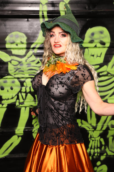 Knotty Blouse in Black Stretch Burnout Mesh - Spooky Saturday Part 8