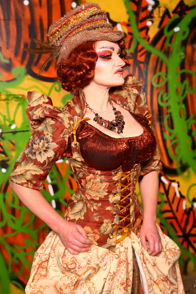 Detachable Puffed Sleeves in Smoked Paprika Tapestry - The Ginger Snapped Collection