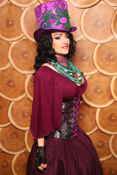 Wench Corset in Plum and Silver Medallion - The Darling Starling Collection