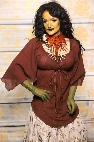 Classic Blouse w/Leaf Sleeves in Brown Gauze - "The Onions & Ogres Collection"