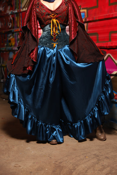 13. Flutterfall Trousers in Dark Teal Shiny Satin - The Magic Carpet Ride Collection