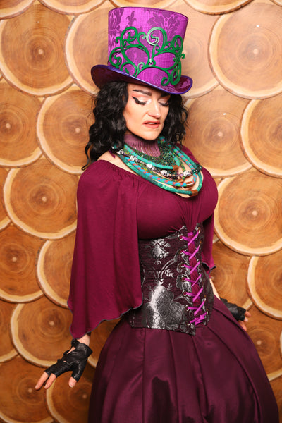 Wench Corset in Plum and Silver Medallion - The Darling Starling Collection