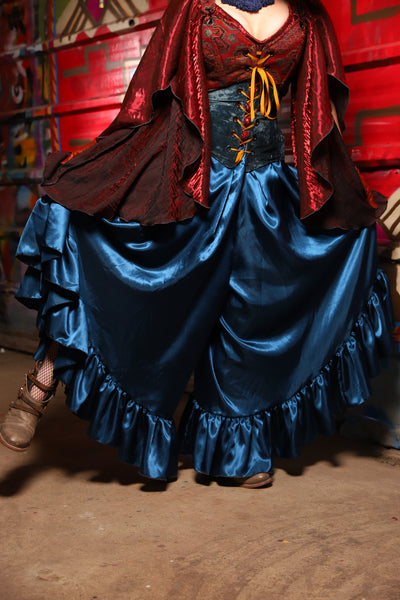 13. Flutterfall Trousers in Dark Teal Shiny Satin - The Magic Carpet Ride Collection